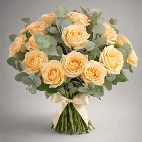 Летний вечер - букет из кремовых роз